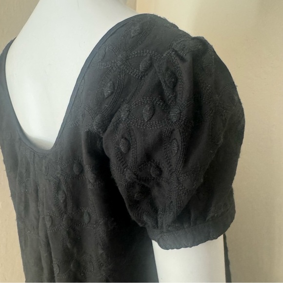 JUICY COUTURE Embroidered Shift Dress Black 100% Cotton A-Line Scoop Neck Size 6 - Picture 6 of 15